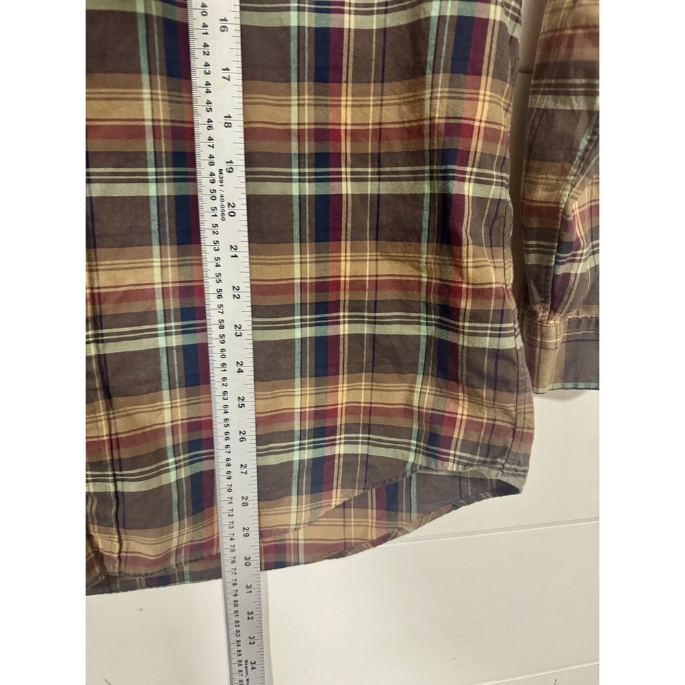 Men's RALPH LAUREN Earth Tones Plaid Button Up Long Sleeve Brushed Shirt Sz LG - Picture 6 of 7
